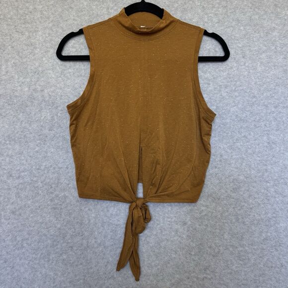 Lululemon Mock Neck Top with Front Tie Womens XS Brown Yoga Barre Cropped Top - Picture 1 of 6
